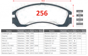 PASTILLA DE FRENO DELANTERAS MITSUBISHI MONTERO DEL 91-93> L300 2010 >