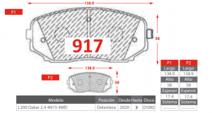 PASTILLAS FRENOS DELANTERAS  MAZDA CX 7-CX9/ FORD EDGE DEL.07->/MITSUBISHI  MONTERO SPORT/ L200 DAKAR